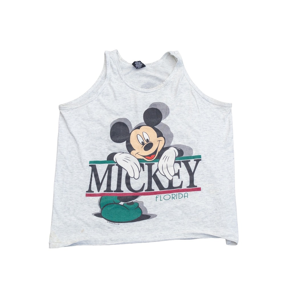 Vintage Mickey Mouse Florida Tank Top Sherrys Best Gray XL Double Sided Disney